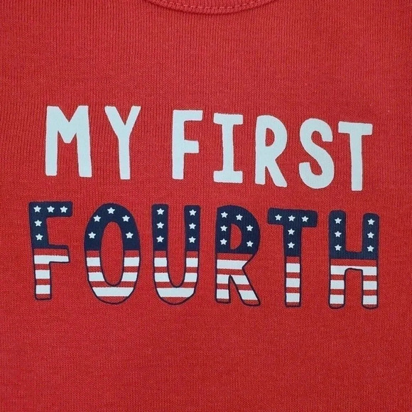 12m Baby Unisex First Fourth Of July One-piece bodysuit and bib Set - Picture 4 of 7